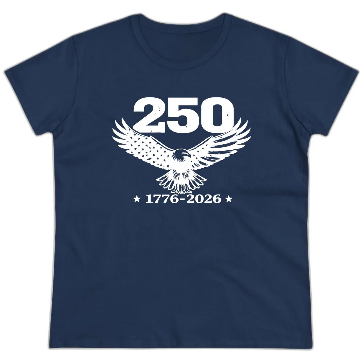 America 250th Anniversary Eagle Design Ladies Tee in Navy